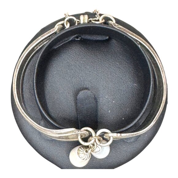 Vintage Silver Spoon Handle Bracelet Silverware Pearl Drops Elegant Upcycled 7" - Picture 3 of 8